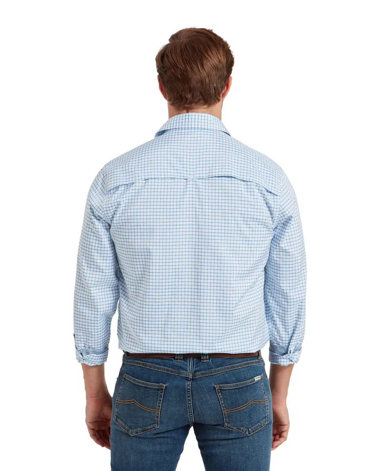 Schoffel Men's Findhorn Technical Fishing Shirt - Mykonos Blue Check-2