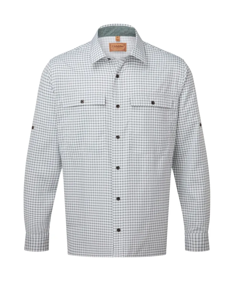 Schoffel Men's Findhorn Technical Fishing Shirt - Dark Olive Check