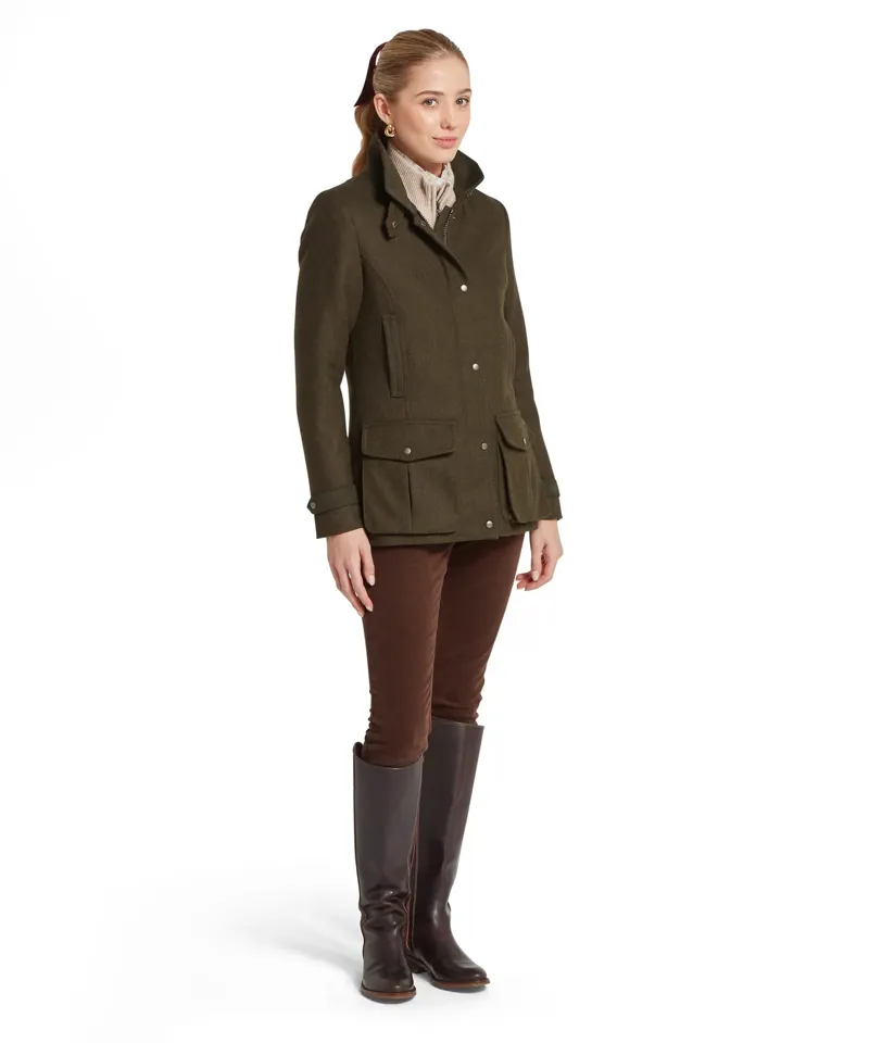 Schoffel Women's Murra Tweed Coat - Dark Loden Herringbone-1