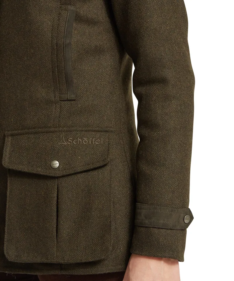 Schoffel Women's Murra Tweed Coat - Dark Loden Herringbone-3