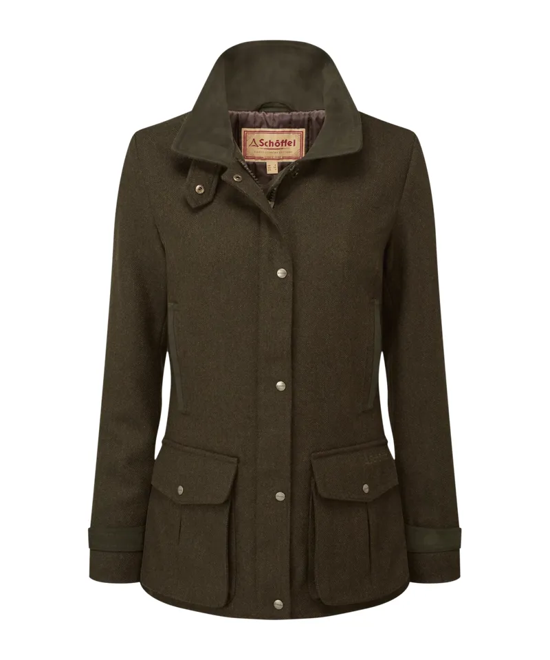 Schoffel Women's Murra Tweed Coat - Dark Loden Herringbone