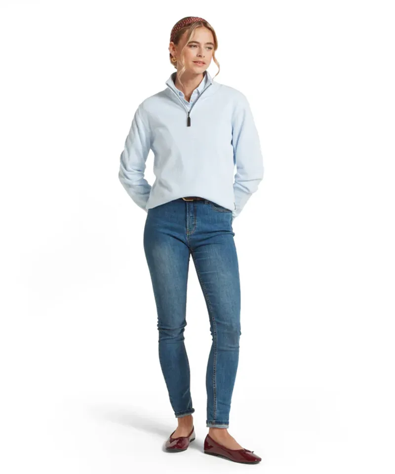 Schoffel Women's Polperro Pima Cotton 1/4 Zip Blue Water-5