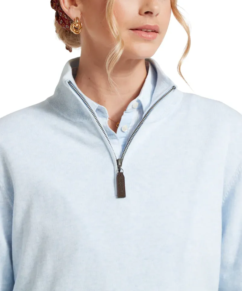 Schoffel Women's Polperro Pima Cotton 1/4 Zip Blue Water-3
