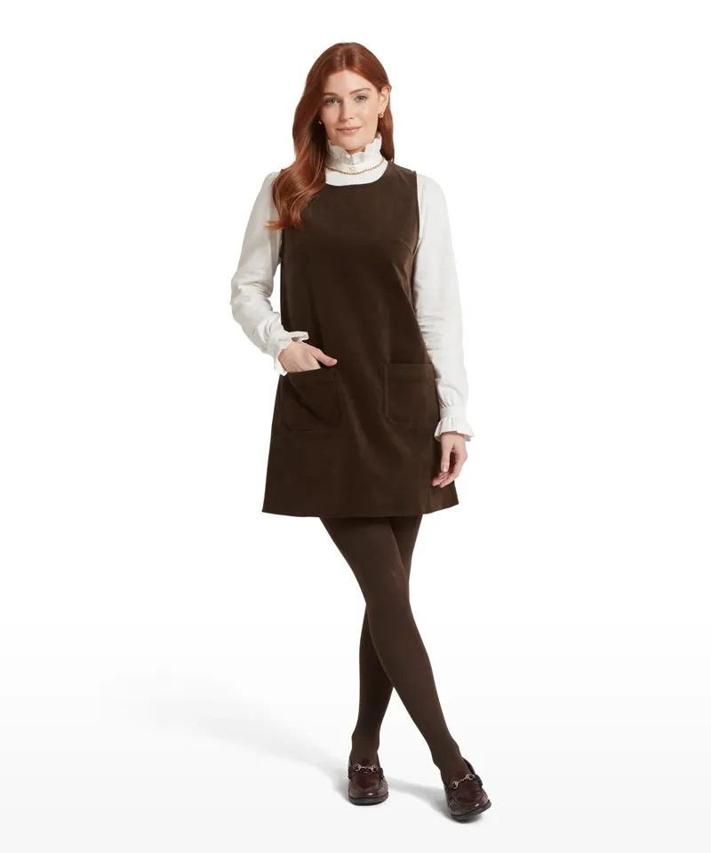 Schoffel Women's Sage Cord Pinafore Dress - Chocolate-1