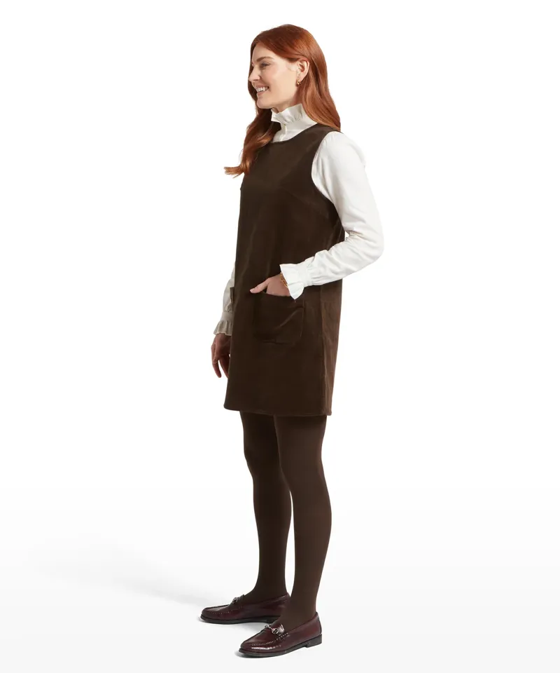 Schoffel Women's Sage Cord Pinafore Dress - Chocolate-3