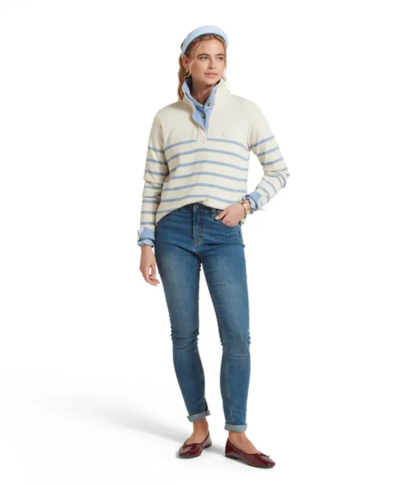 Schoffel Women's Sandown Sweatshirt Pale Stone Stripe-2