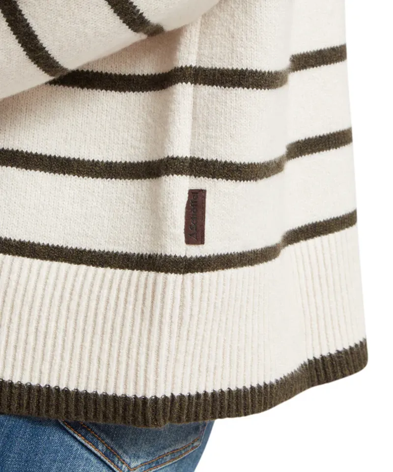 Schoffel Women's Sandsend 1/4 Zip Jumper Soft White/Loden-6
