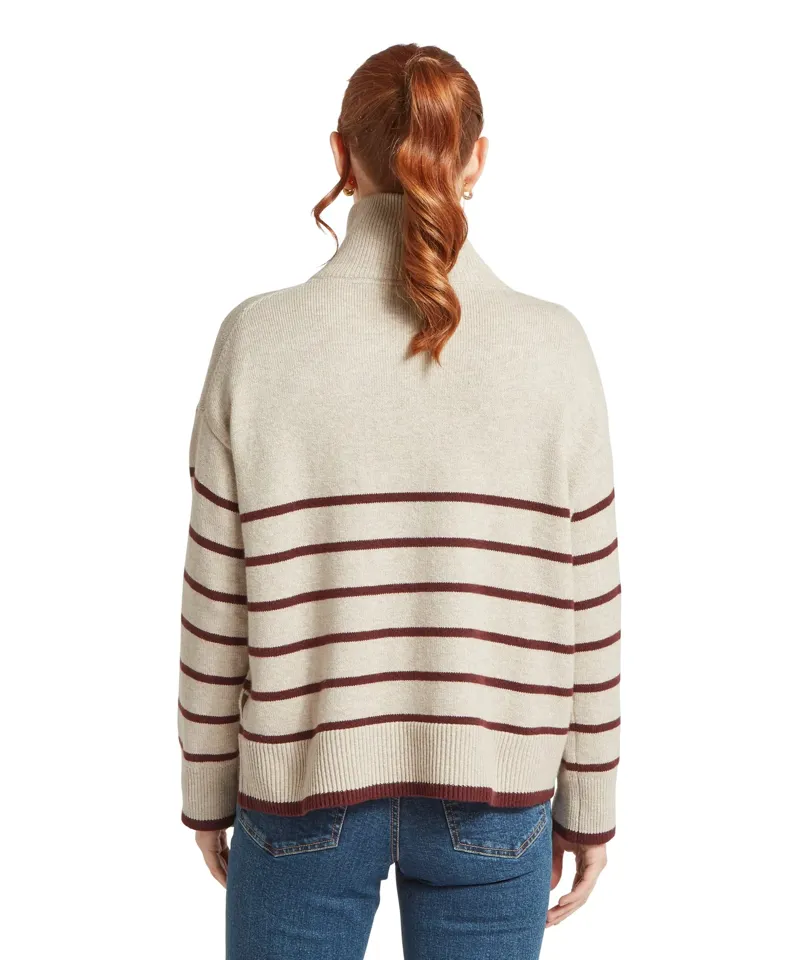 Schoffel Women's Sandsend 1/4 Jumper - Oatmeal/Port-2