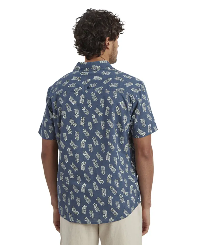 Sherpa M's Indi Floral SS Shirt Rathee Blue-3