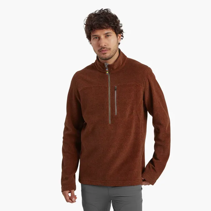 Sherpa Men's Rolpa Eco 1/4 Zip Fleece - Dark Rust-1