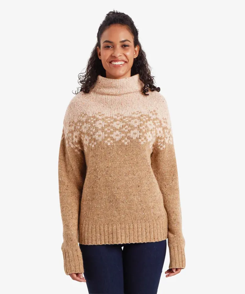 Sherpa Womens's Mandari Mock Neck Sweater - Mocha-1