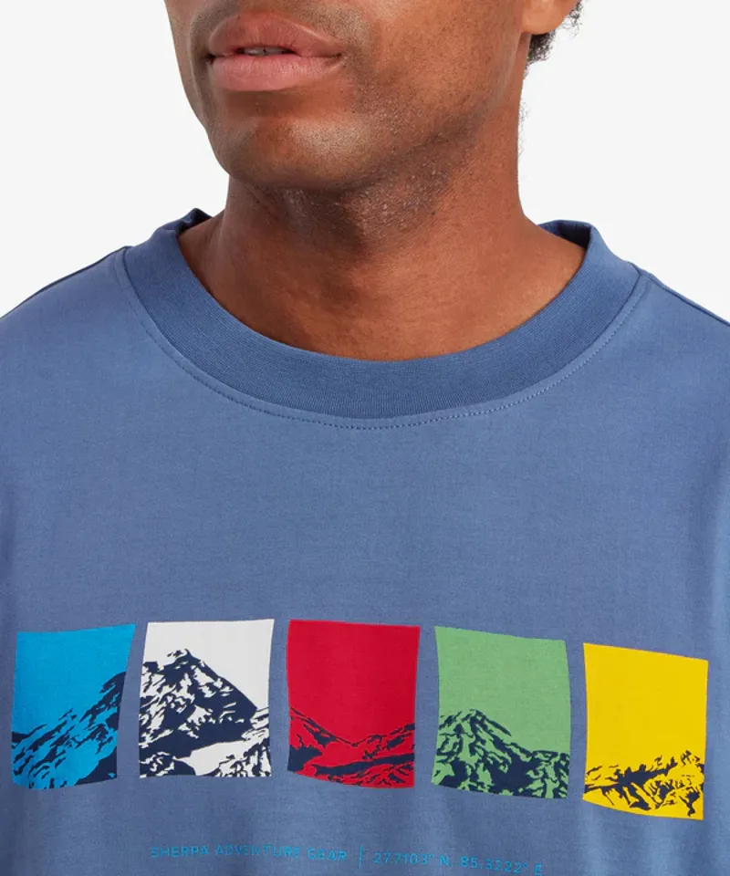 Sherpa Men's Tarcho Mountain T-shirt -  Vintage Blue-4