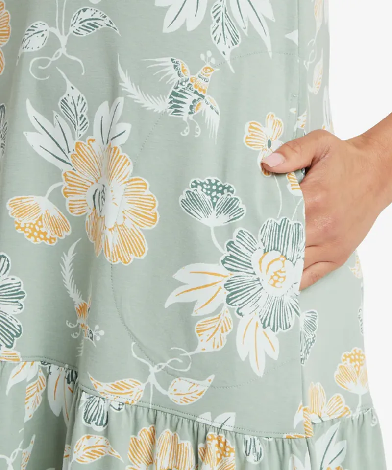 Sherpa Women's Neha Ruffle Dress - Celery Floral-5