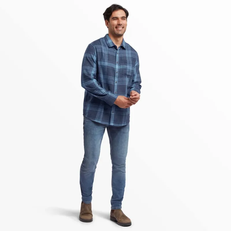 Sherpa Men's Batsa Eco Long Sleeve Shirt Neelo Blue Plaid-3