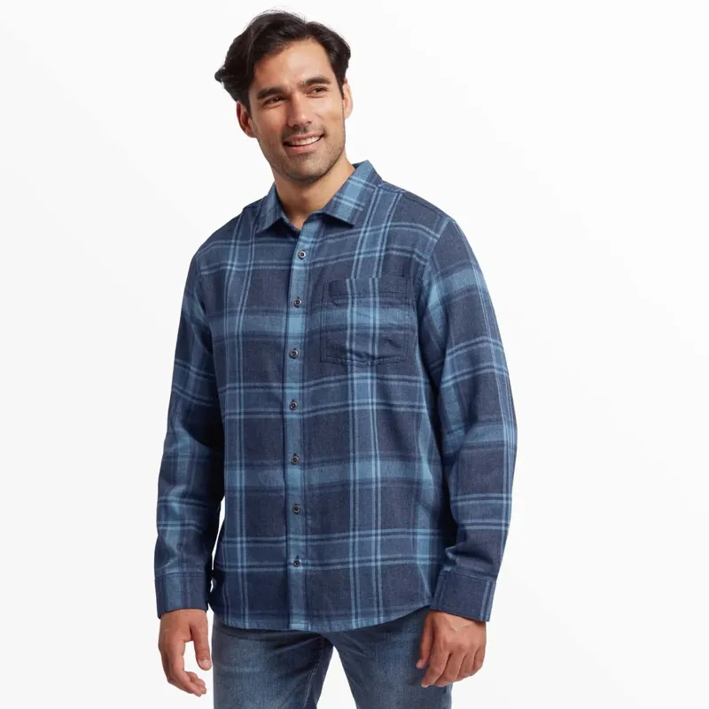 Sherpa Men's Batsa Eco Long Sleeve Shirt Neelo Blue Plaid
