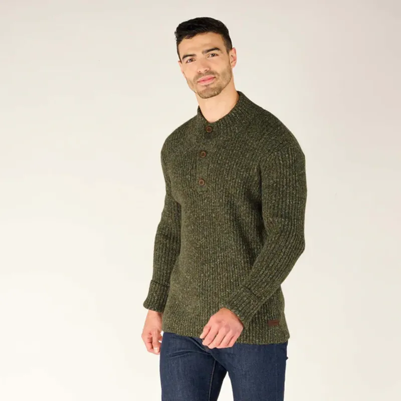 Sherpa Men's Ranga Button Mock Neck Evergreen-5