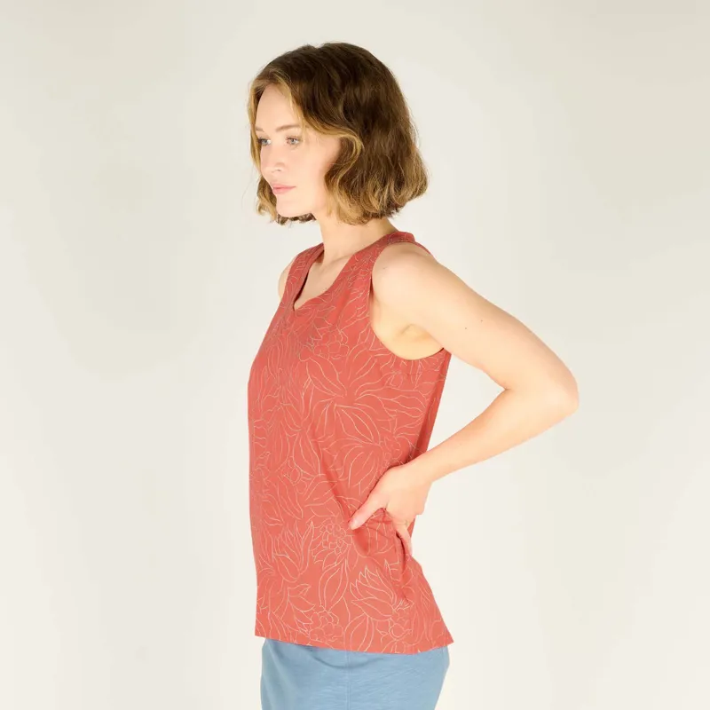 Sherpa Women's Neha V-Neck Tank Sorbet Leaf-2