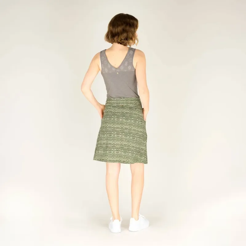 Sherpa Women's Padma Pull On Skirt Evergreen Tribal Geo-1