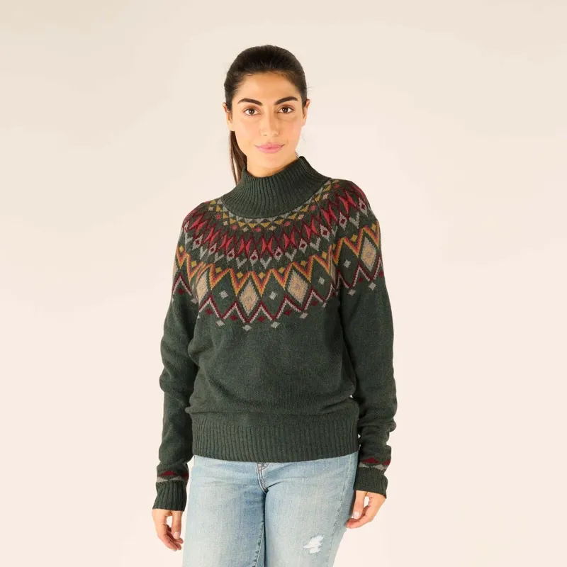 Sherpa Women's Indu Eco Mock Neck Jumper - Forest