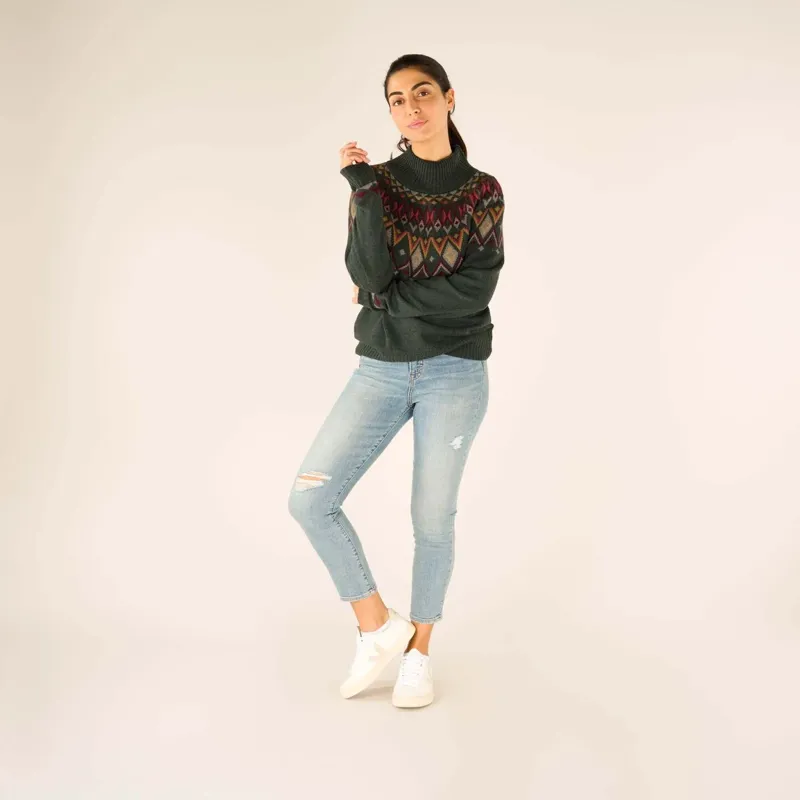 Sherpa Women's Indu Eco Mock Neck Jumper - Forest-4