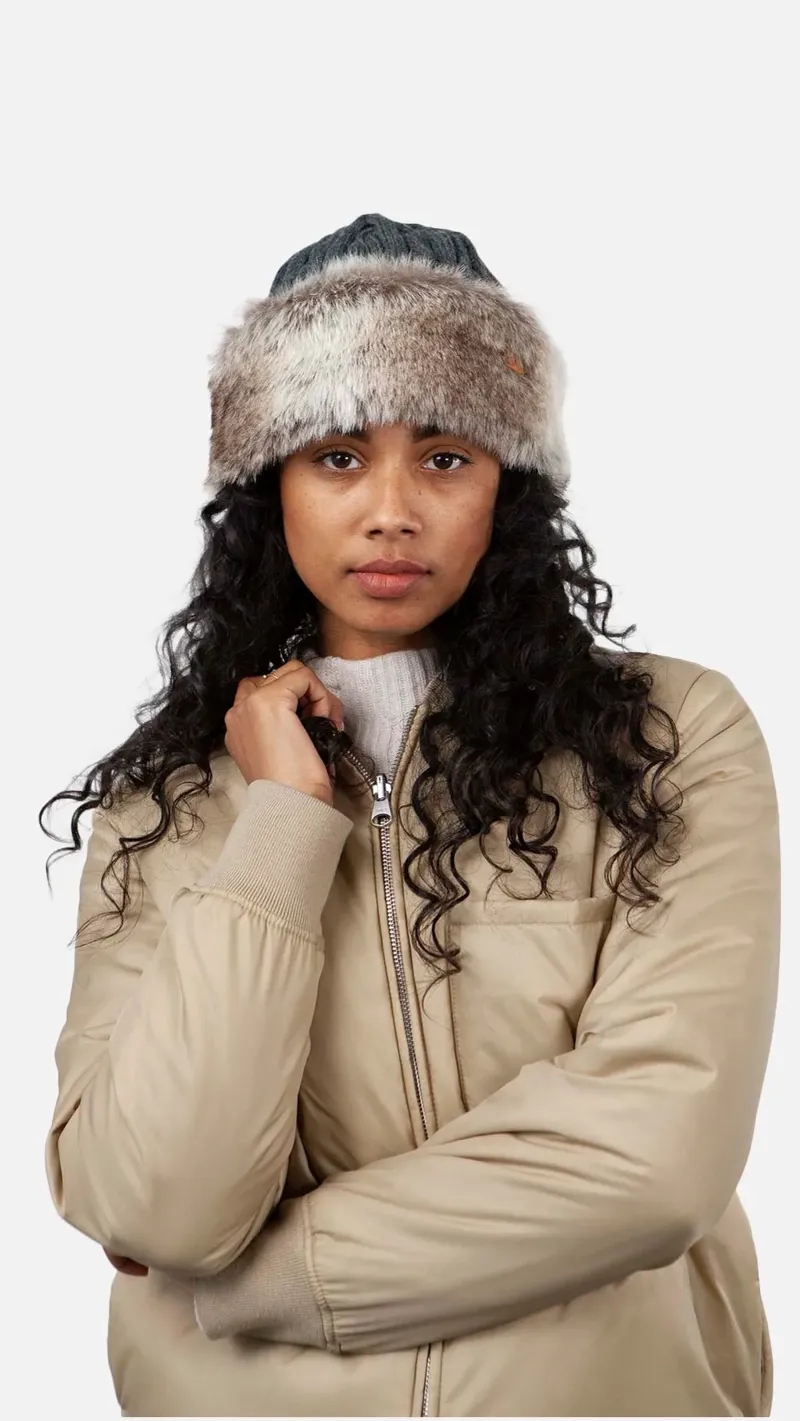 Barts Fur Cable Bandhat heather Brown One Size-1