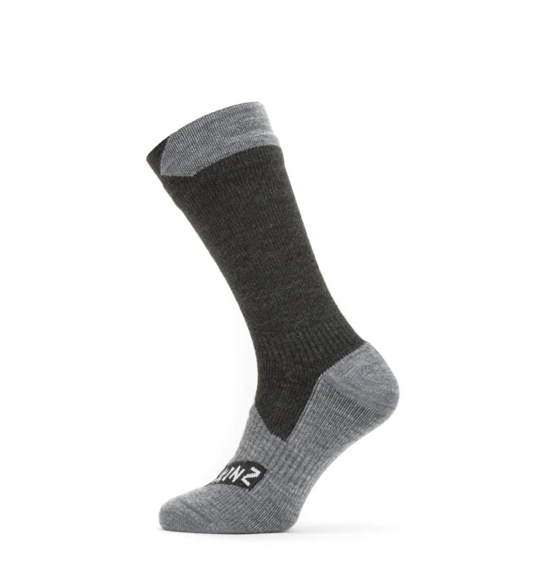 Sealskinz Waterproof All Weather Mid Length Sock Black/Grey Marl