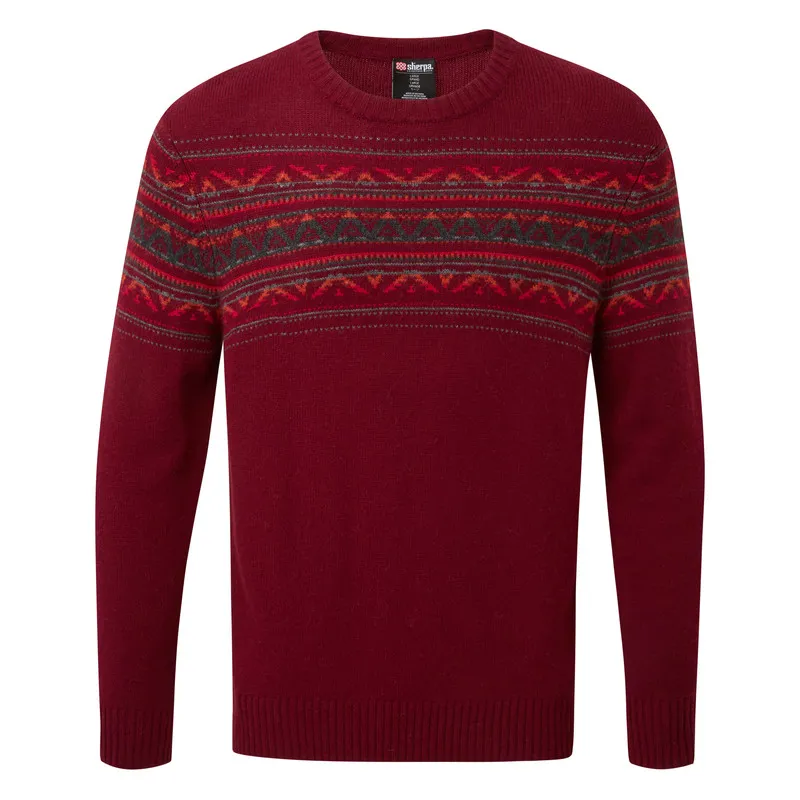 Sherpa Nathula Mens Crew Sweater Potala Red