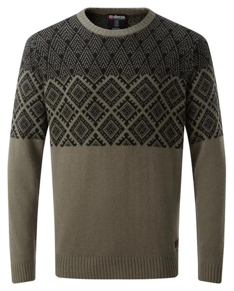 Sherpa Mens Amdo Crew Sweater Tamur River Olive