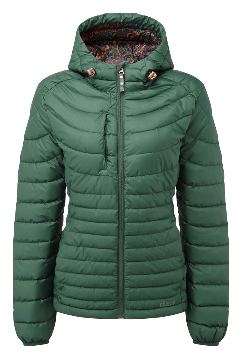 Sherpa Nangpala Womens Hooded Down Jacket Rathna Green