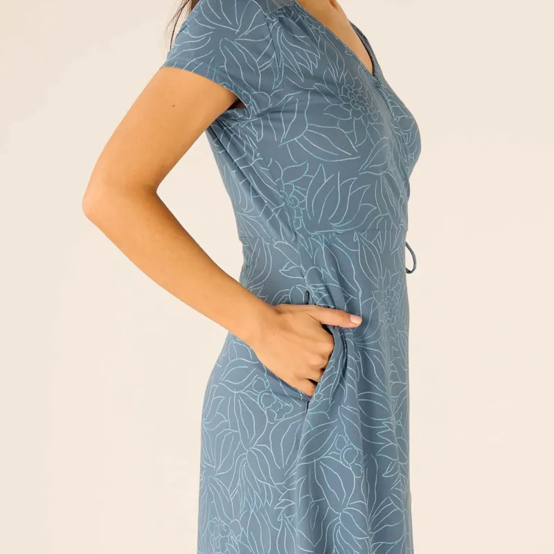 Sherpa Women's Padma Wrap Dress Haze Leaf-4