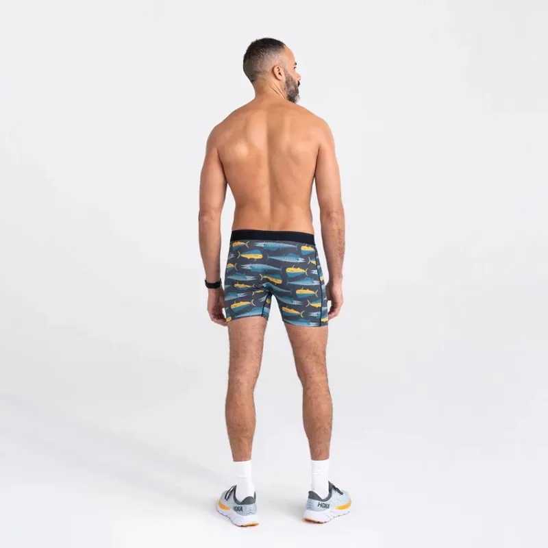 Saxx Mens Quest Quick Dry Mesh Boxer Brief Fly Mahi Mahi Wahoo- Black-3