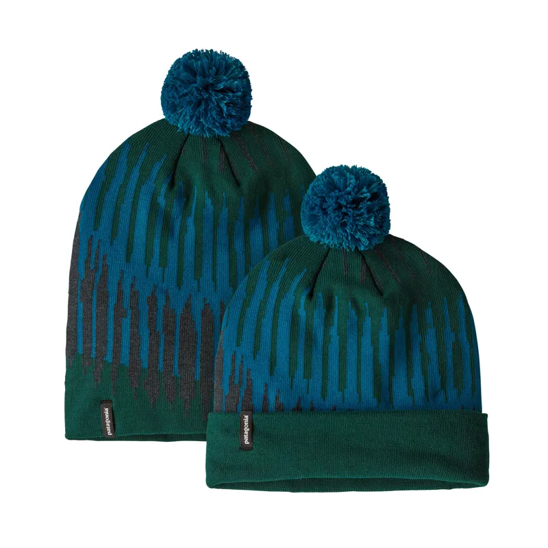 Patagonia Lightweight Powder Town Beanie in Aurora Knit Dark Borealis Green