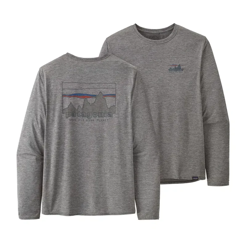 Patagonia Mens Capilene Cool Daily LS Graphic Shirt - '73 Skyline: Feather Grey