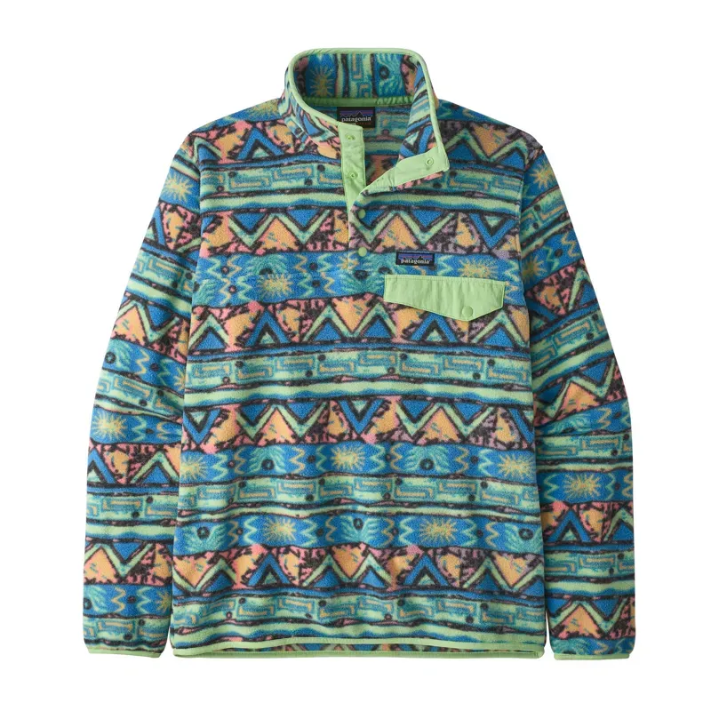 Patagonia Lightweight Synchilla Snap-T Pullover in High Hopes Geo Salamander Green