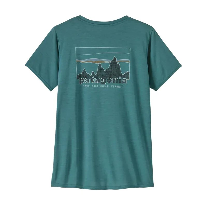 Patagonia Womens' Capilene Cool Daily Graphic T-Shirt in '73 Skyline: Wetland Blue X-Dye