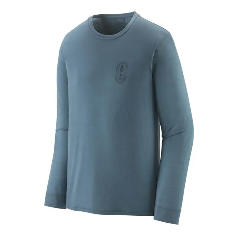 Patagonia Mens  Capilene Cool Merino L/S Graphic Shirt - Clean Climb Bloom: Utility Blue
