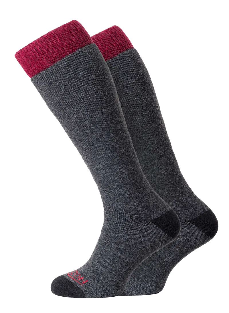 Horizon Womens Winter Sport Sock Merino 2pk Charcoal/Berry