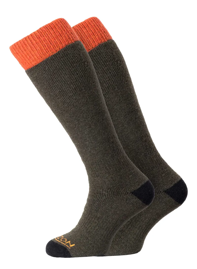 Horizon Mens Winter Sport Sock Merino 2pk Olive/Orange