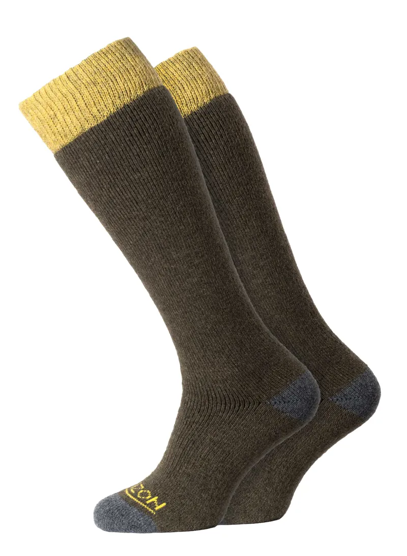 Horizon Womens Winter Sport Sock Merino 2pk Olive/Yellow